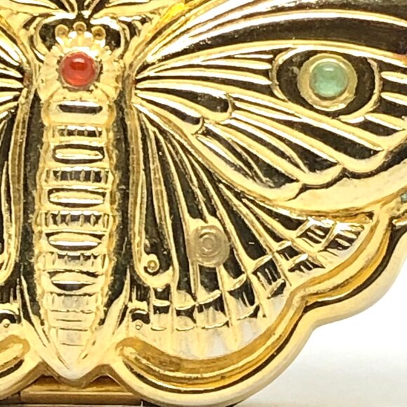Judith Leiber Butterfly Pillbox gold tone with cabochons Vintage 1985 AS IS - Picture 4 of 16